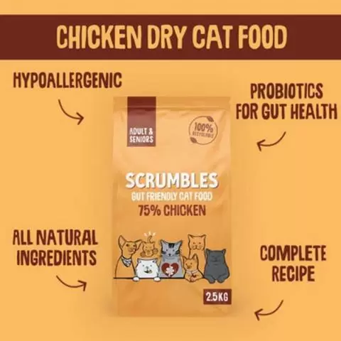 Scrumbles Chicken Dry Cat Food for Kittens Adult Cat Food