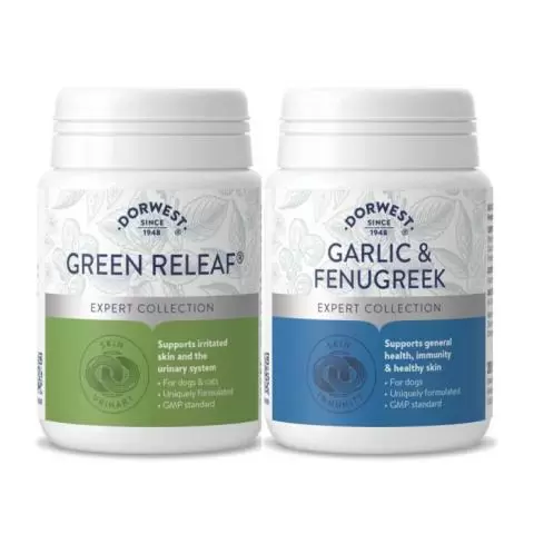 Dorwest Herbs Garlic Fenugreek and Green Releaf Tablets Delivered by Healthful Pets