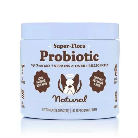 Natural Dog Company Super Flora Probiotic 90 Chewable Bites for Dogs