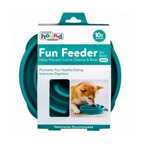 Outward Hound slow feed dog bowl Turquoise