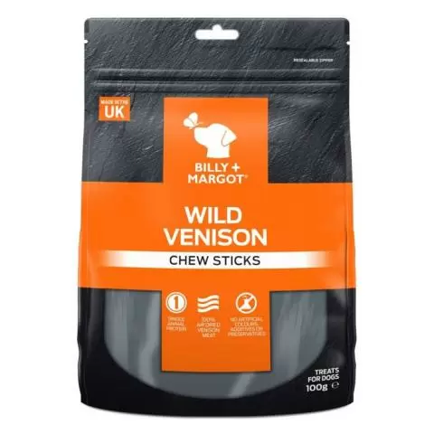 Billy Margot Venison Chew Sticks. Delivered by Healthful Pets