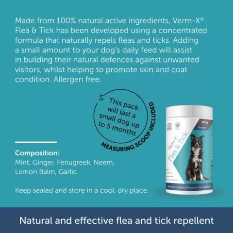 Natural flea and top tick powder for dogs