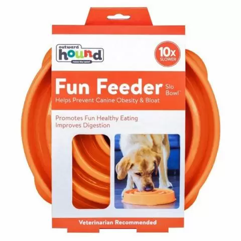Outward Hound Fun Feeder Slow Feeding Dog Bowl Orange