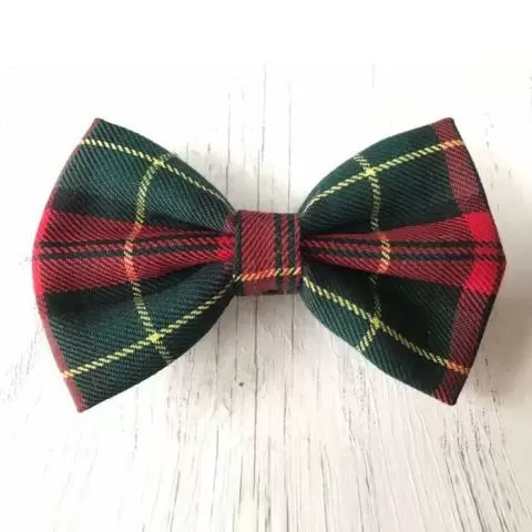 Red tartan deals dog bow tie