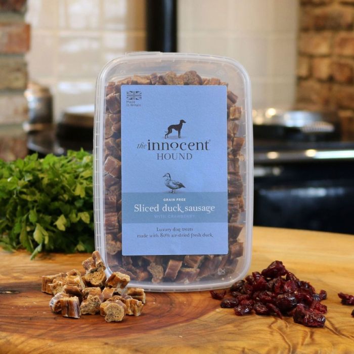 The Innocent Hound Sliced Duck Sausage with Cranberry Dog Treats
