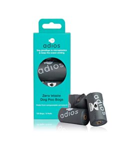 Adios Compostable Dog Poop Bags Grey with loose bags
