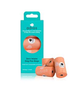 Adios Plastic compostable Dog Poop Bags Coral Pink with rolls