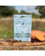 The Innocent Hound Sliced Duck Sausage with Cranberry Dog Treats lifestyle 70g