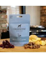 The Innocent Hound Sliced Duck Sausage with Cranberry Dog Treats lifestyle 70g