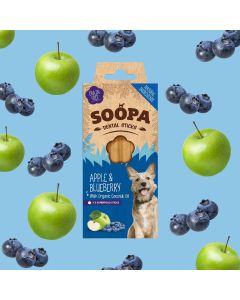 Soopa Dental Sticks for Dogs - Apple & Blueberry 4 pack