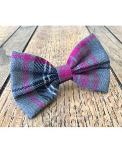 Albies Pink and Grey Tartan Bow Tie