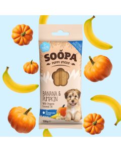 Soopa Dog Dental Sticks - PUPPY, Banana & Pumpkin (4 pack)