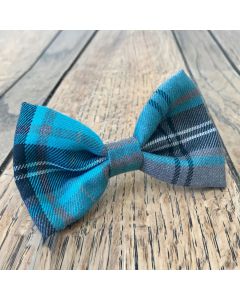 Albies Boutique Teal and Grey Tartan Bow Tie - size Medium 