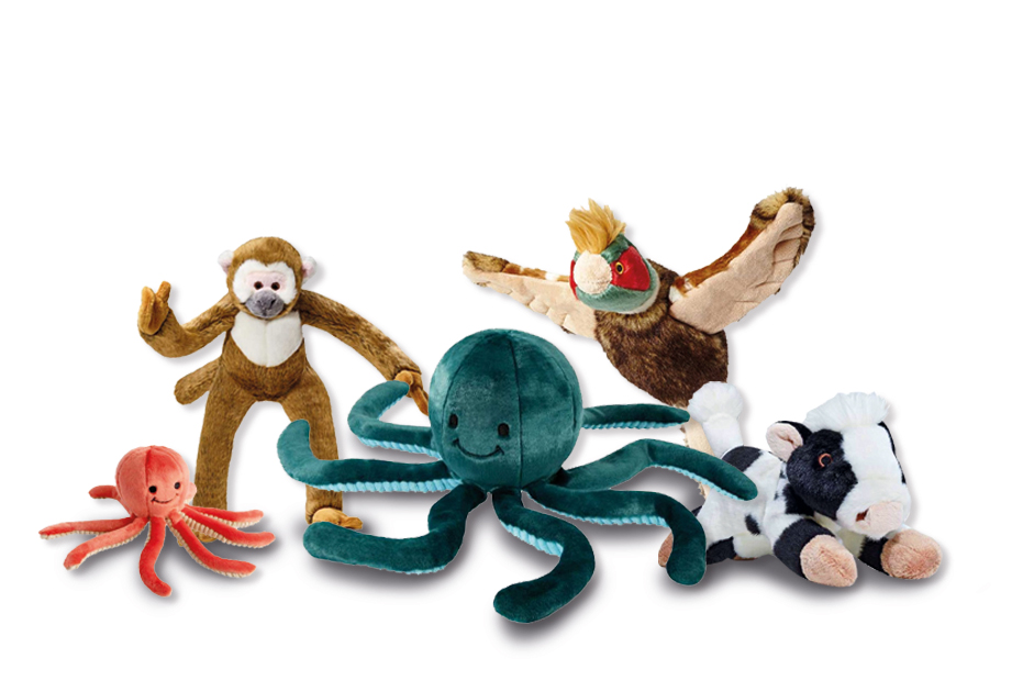 Range of Fluff and Tuff Plush Dog Toys